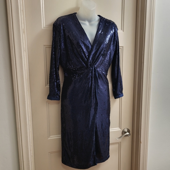 Anthropologie Twist Front Sequin Cocktail Dress - Picture 5 of 16